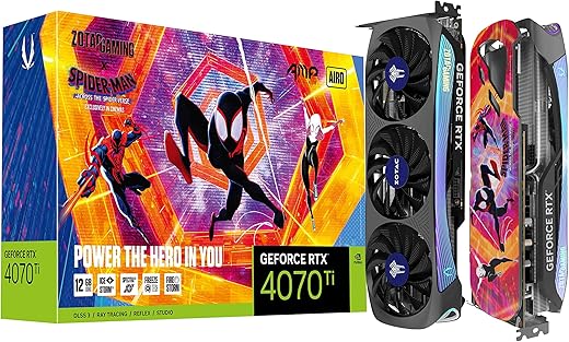 Zotac Gaming GeForce RTX 4070 Ti AMP AIRO Spider-Man: Across The Spider-Verse Bundle, 12GB GDDR6X, 192 Bits