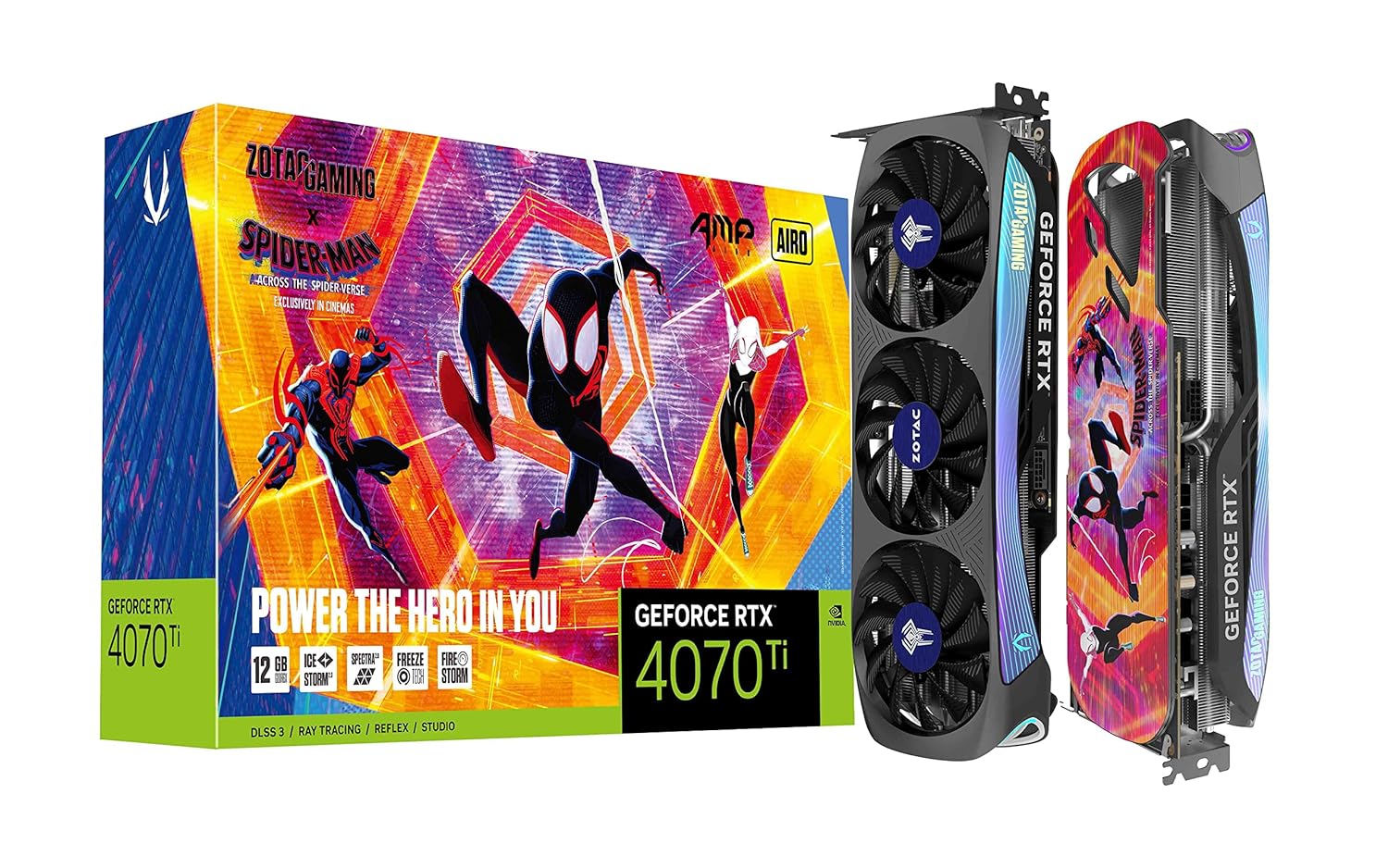 Zotac Gaming Geforce Rtx 4070 Ti Amp Airo Gddr6X 12Gb 192Bit Pcie 4.0 with Ice Storm Cooling 2.0 Spectra Lighting 2.0 & 3 Years Warranty + 2 Years Extended Warranty – Spiderman Edition – Pci_E_X8