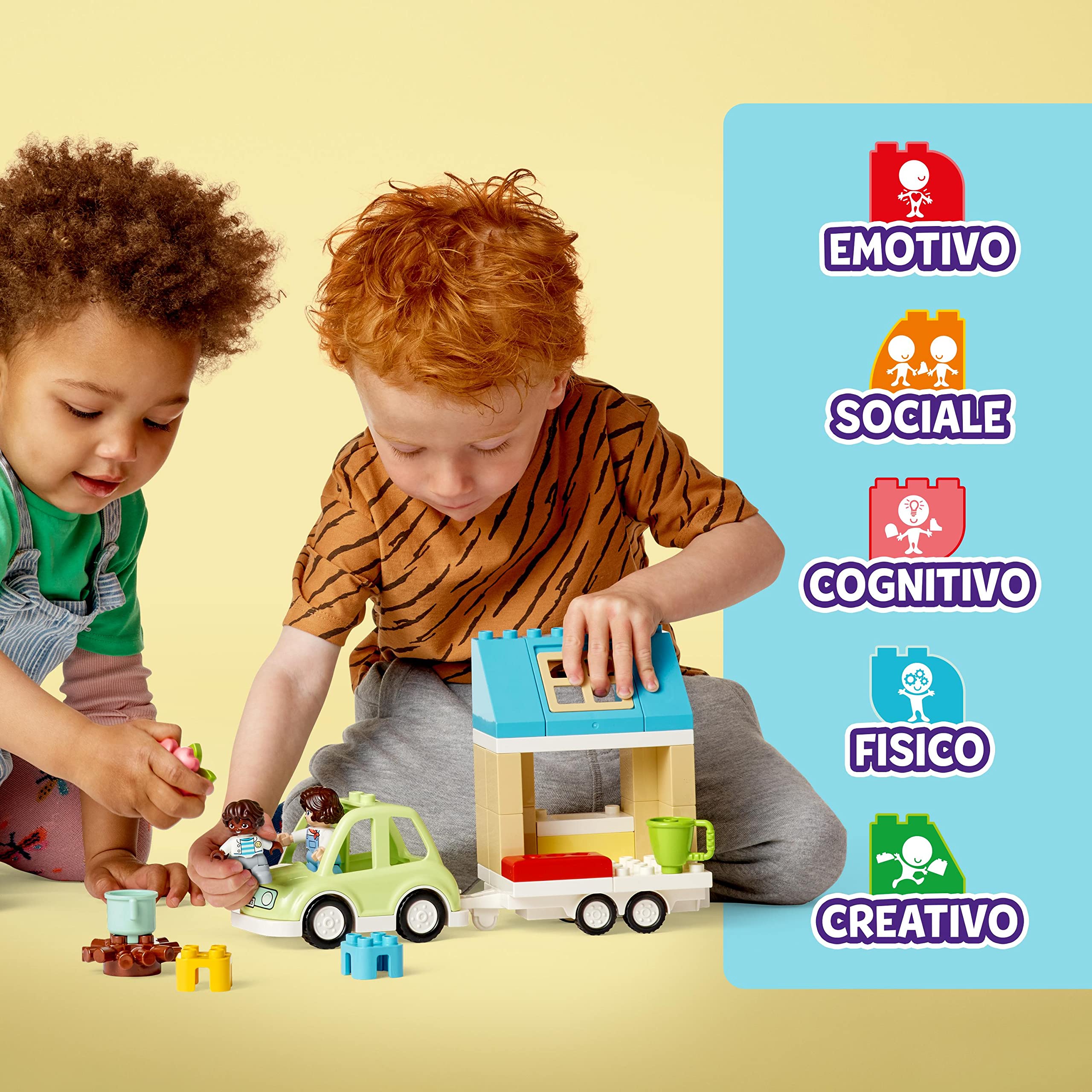 LEGO DUPLO Town Casa su Ruote, Set da Campeggio con Mattoncini Grandi e Figure, Macchina Giocattolo per Bambina e Bambino dai 2 Anni, Giochi Educativi 10986