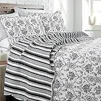 Vista 7 de Cozy Line Home Fashions - Juego de colcha (100 % algodón), con patrón estampado de medallón francés, color beige y borgoña