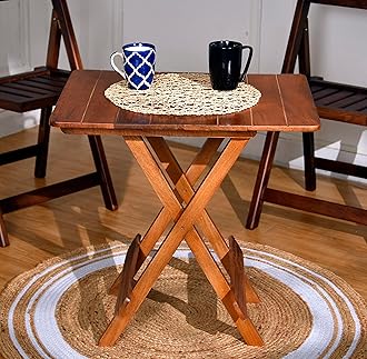 La Conifera Folding Table L-24in B-18in H-24in | Made of Solid Hardwood | No Assembly Required | Coffee Table, Tea Table, Center Table | Natural Honey Finish