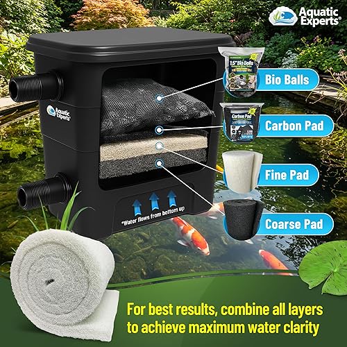 Miniatura 7 de Aquatic Experts Almohadilla de filtro clásica para estanque Koi FINE  Filtro de estanque en rollo blanco a granel, filtros de estanque ultra