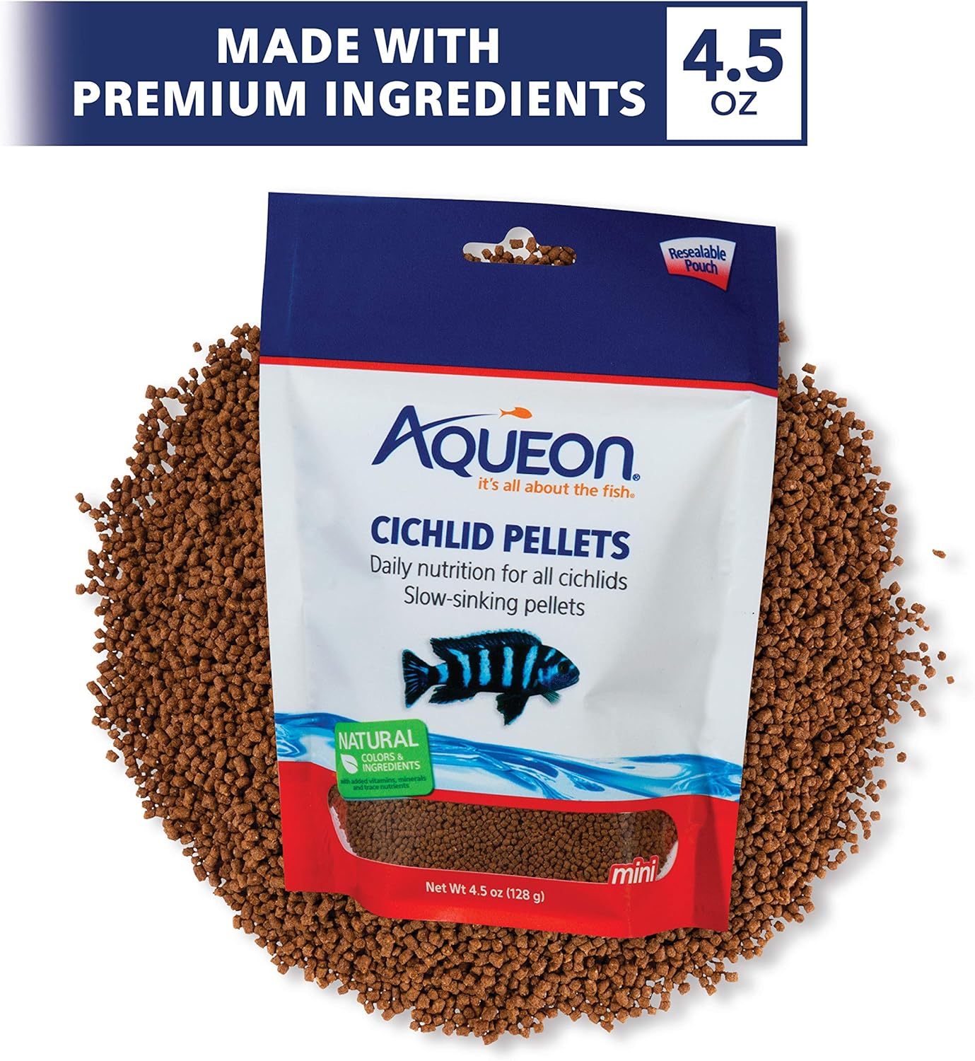 Aqueon Cichlid Slow Sinking Fish Food Pellets, Medium Size, 25 Ounce : Pet Food : Pet Supplies