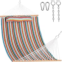 Vista 8 de Lazy Daze Hammocks - Hamaca doble de tela acolchada de 12 pies con barras de suspensión y almohada desmontable, capacidad de carga de 450 libras