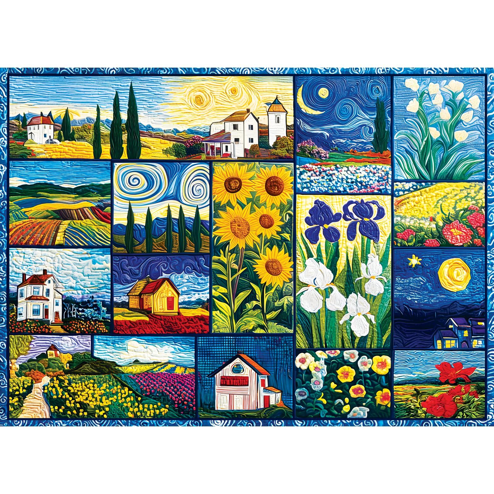 500 Piece Jigsaw Puzzle for Adults,Classic Oil Painting Jigsaw Puzzle,Sunflower Wheat Field Country Jigsaw Puzzle, Vintage Art Decor Puzzle, Unique Art Gift for Men Women, 20.5X15 in