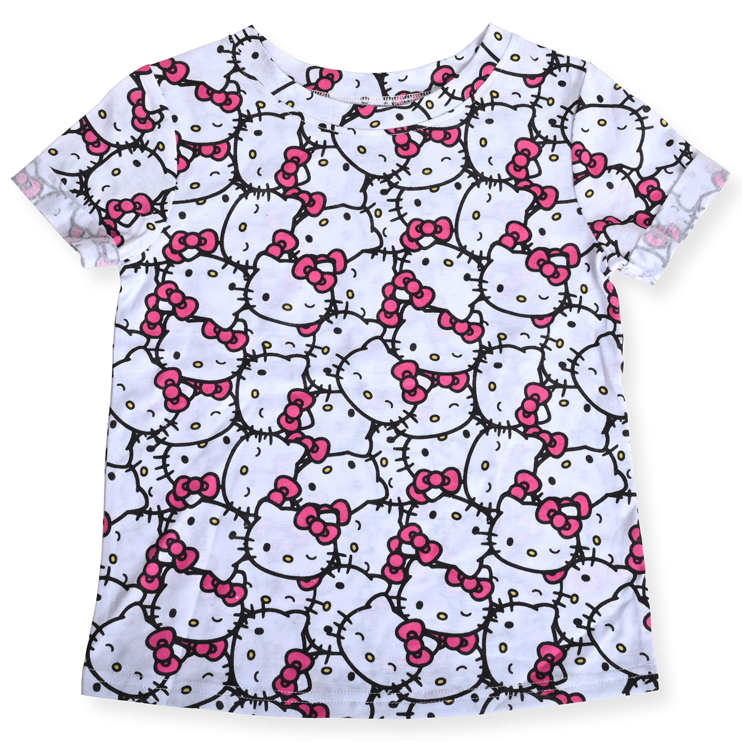Hello Kitty Juego de camiseta de 3 piezas con estampado de moda y pantalón corto activo, ropa de verano para niña pequeña