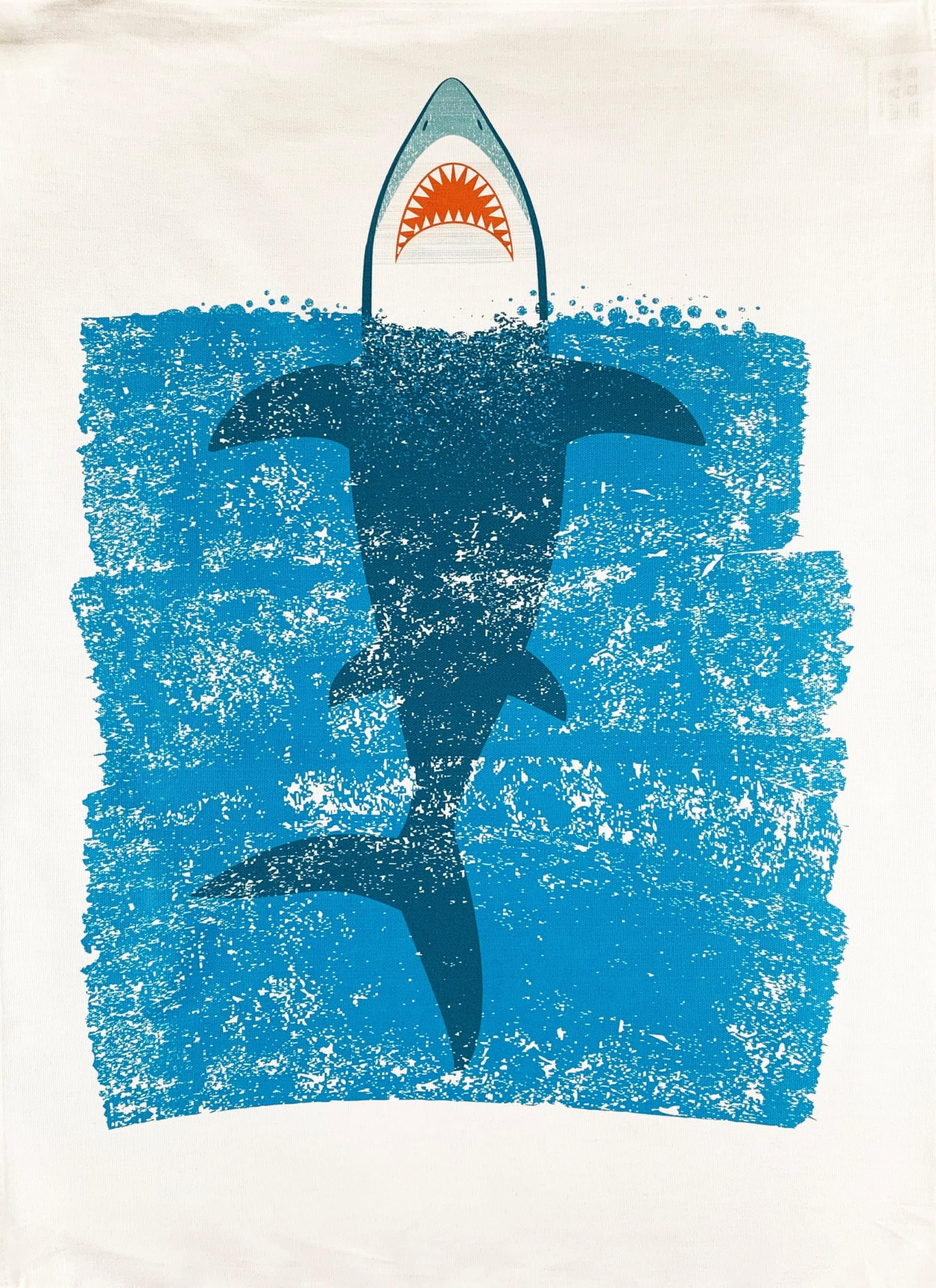Half A Donkey White Shark In The Sea Large Cotton Tea Towel