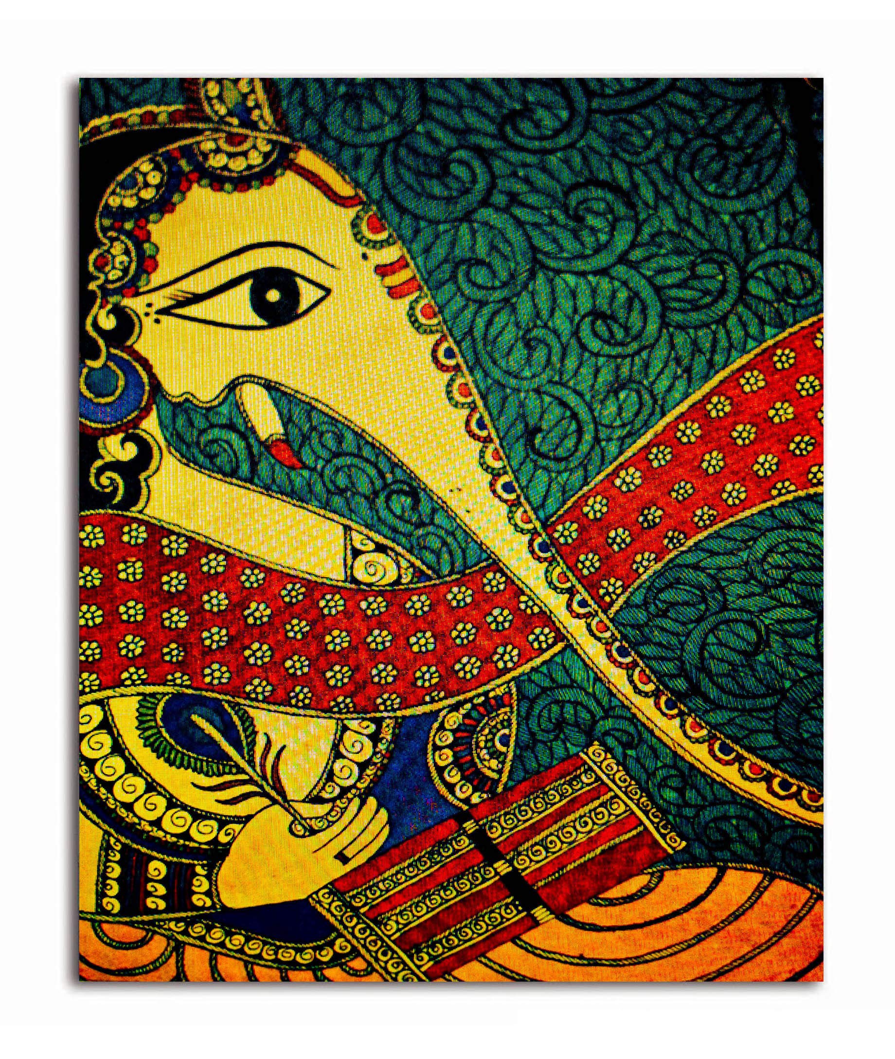 Madhubani Art Canvas Painting | Sri Ganesh | Traditional Art Unframed Painting for Home décor|Size - 13X11 Inches.b255