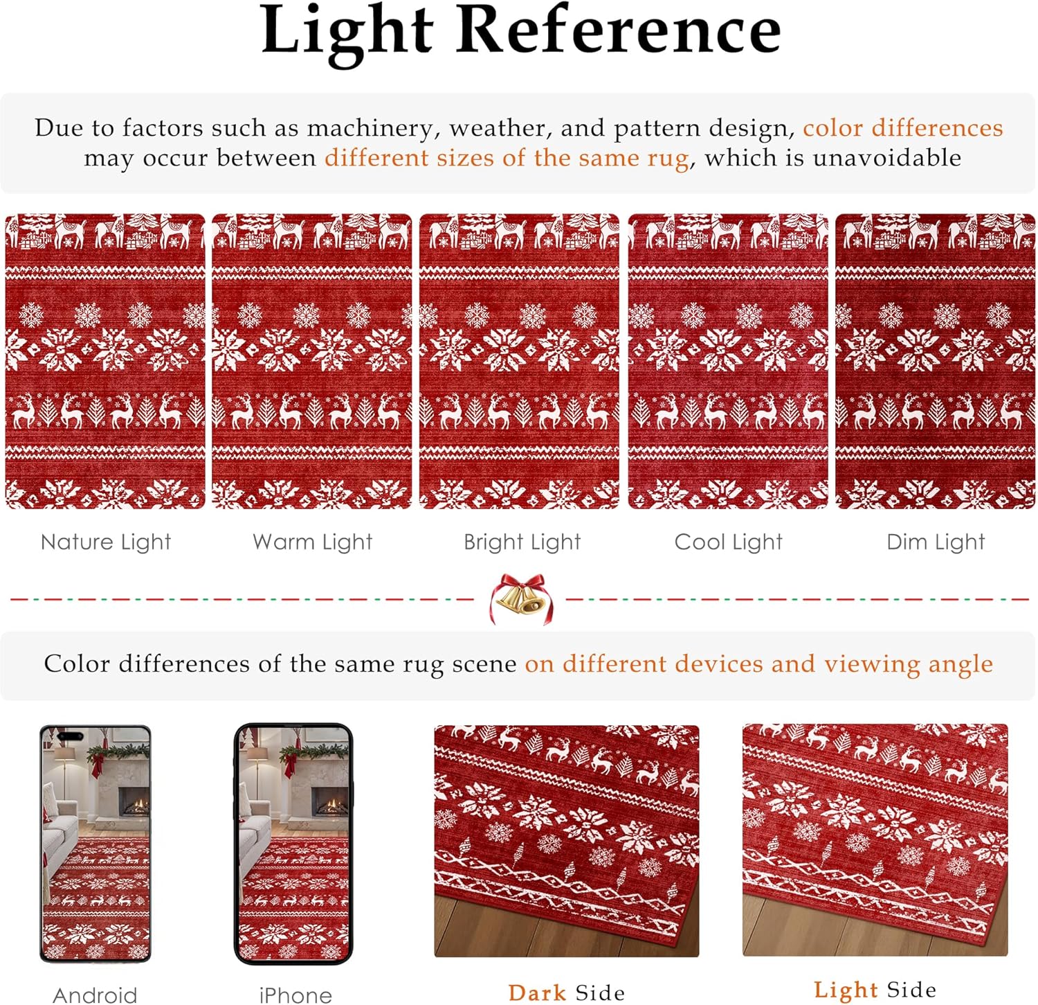 Christmas Area Rug 8x10 Red Washable Non-Slip Holiday Area Rug Decorative Snowflake Carpet for Living Room Dining Room Nursery Bedroom