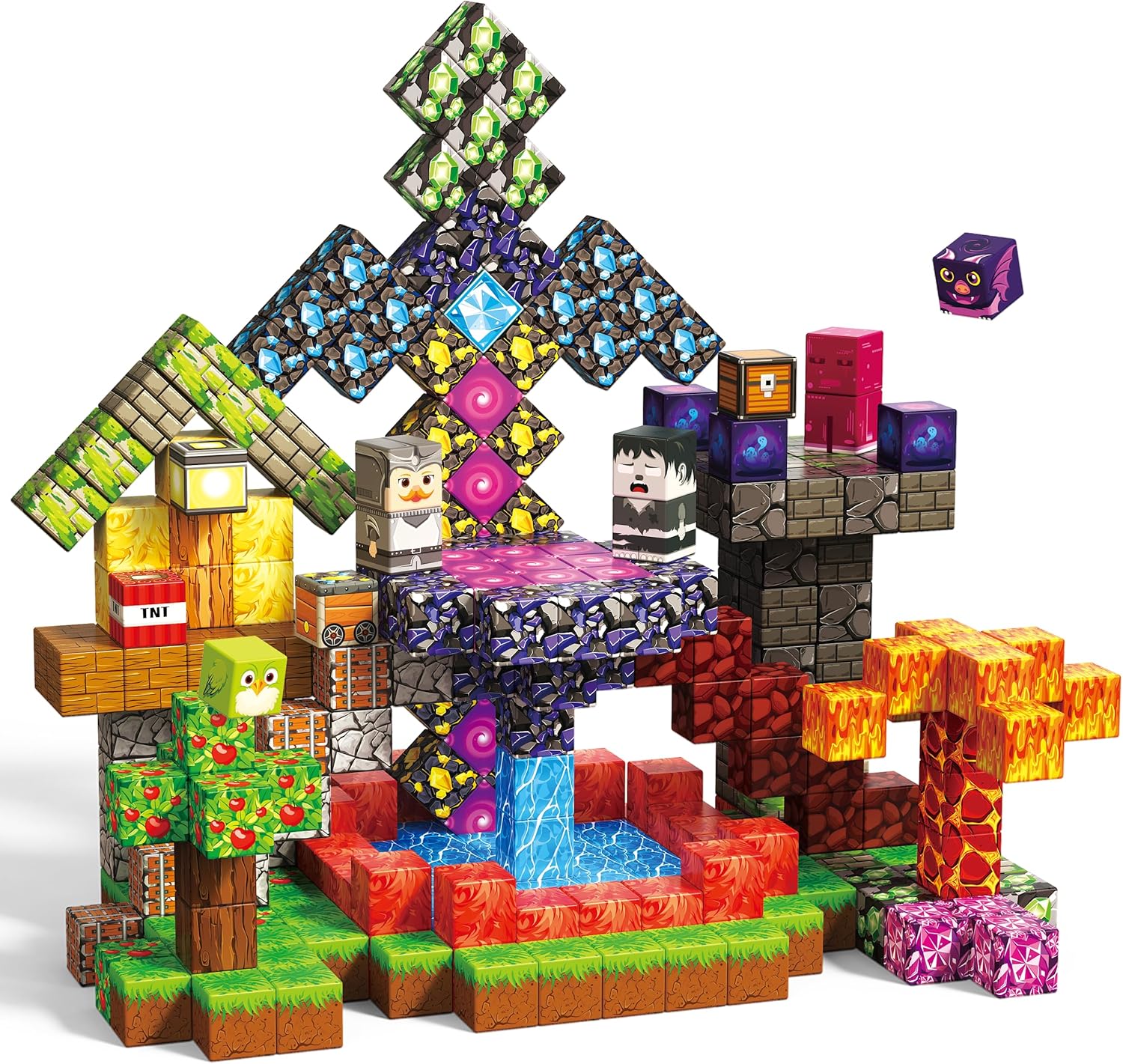 Magnetic Blocks, 300PCS Magnetic Building Cube Set for Kids Ages 4-8, Constructions STEM Montessori Stacking Toy, Sensory Tiles Building Birthday Toys Gifts for Boys Girls