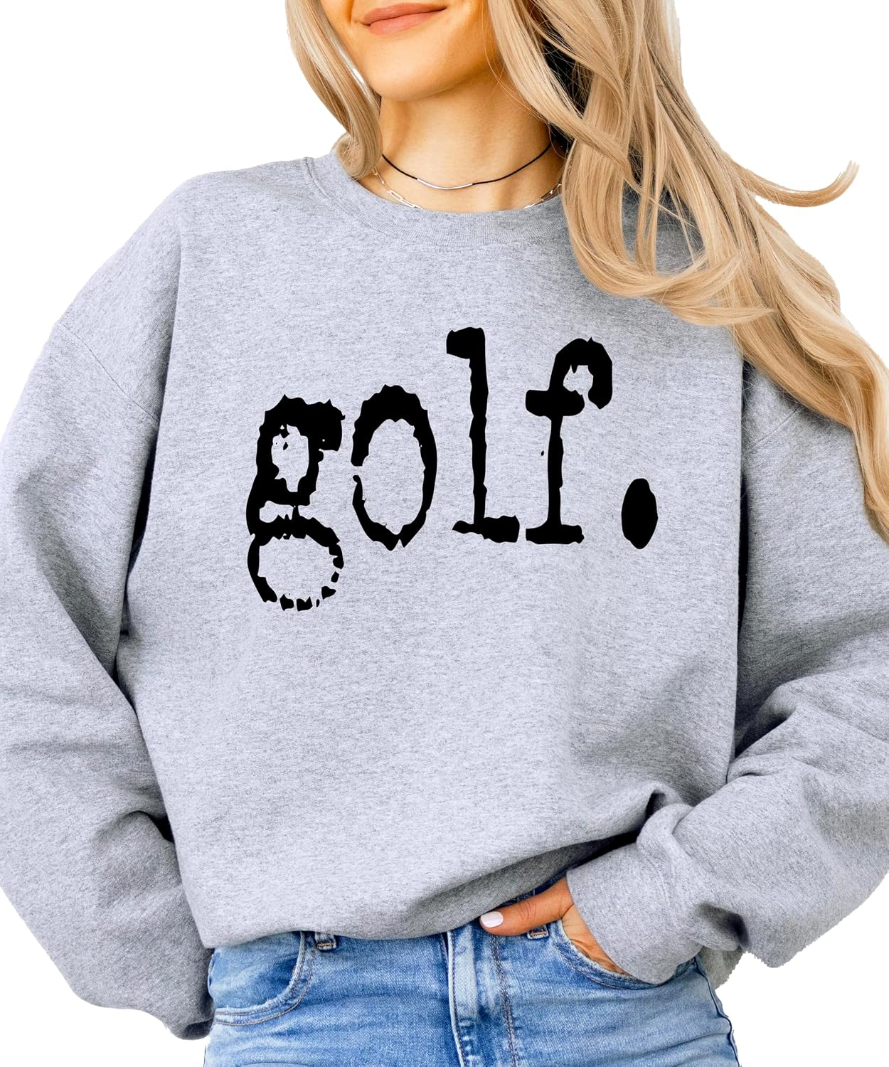 Olive Loves Apple Golf Distressed Type Sweatshirt for Men and Women Golfer Style Pullover for Adult