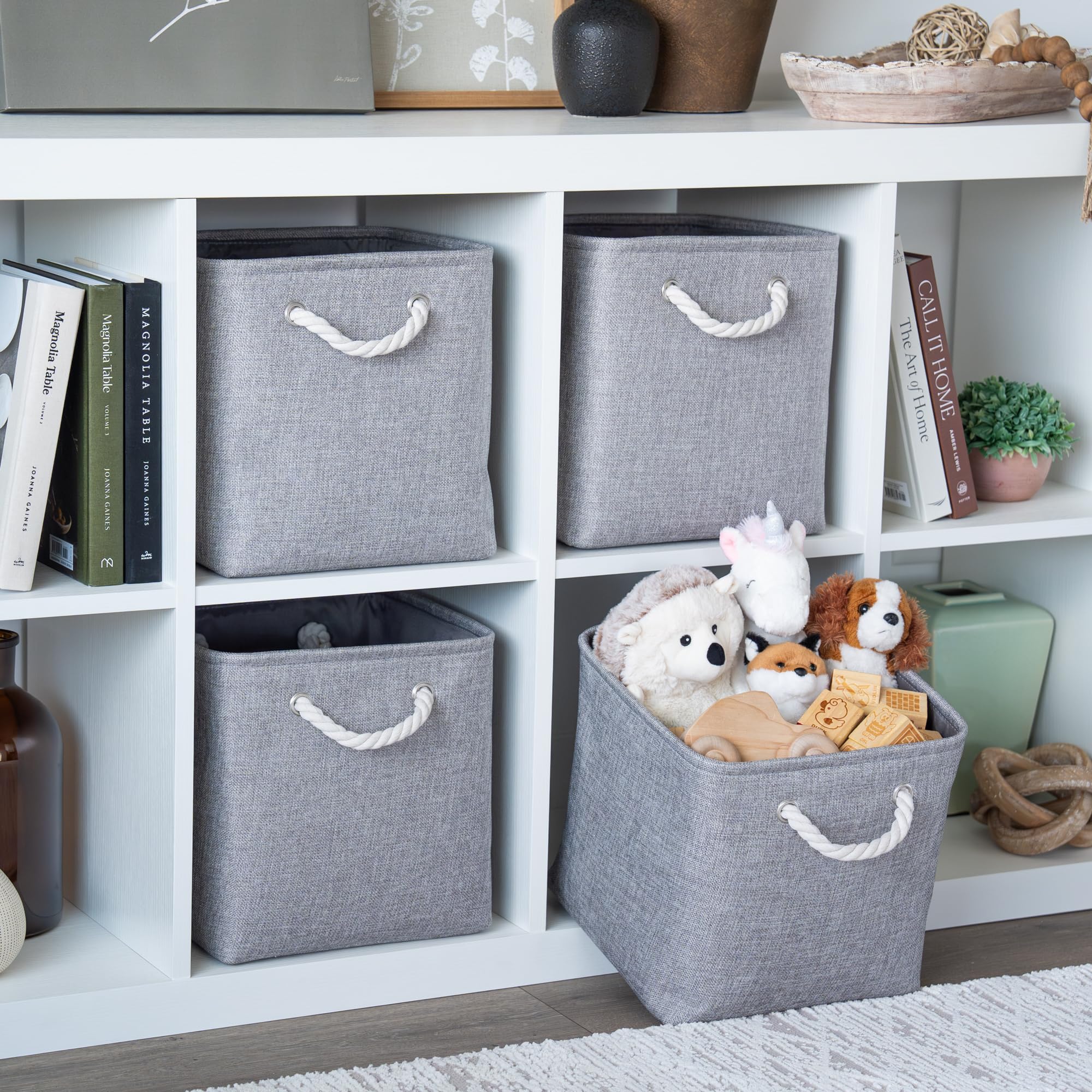OrganiHaus 28×28 Cube Storage Bins Set of 4, Fabric Cube Baskets for ...