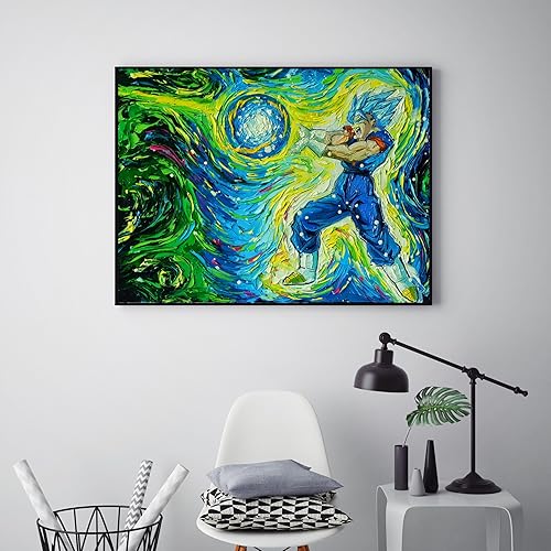 Miniatura 2 de Uhomate Decoración de pared de dibujos animados de dragón Vincent Van Gogh, póster de noche estrellada para el hogar, lienzo para decoración de