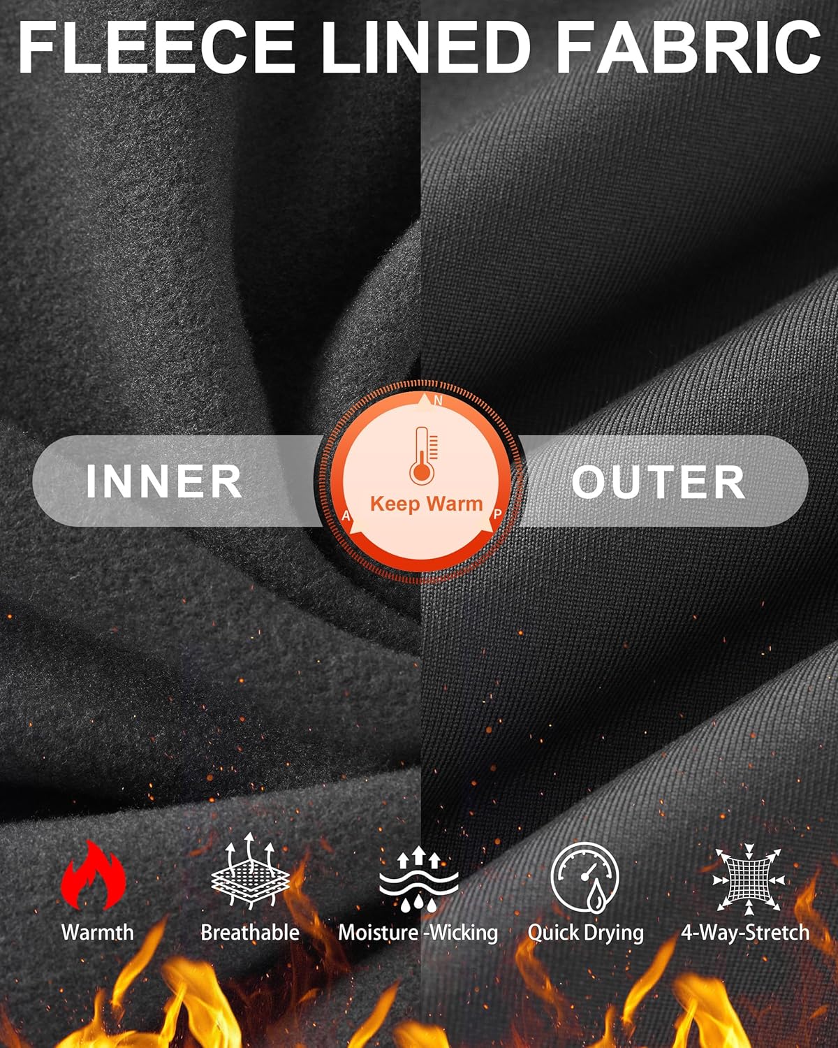 Boys' Compression Thermal Shirt, Mock Neck Long Sleeve Fleece Undershirts, Base Layer Top for Football Soccer Skiing - Image 5