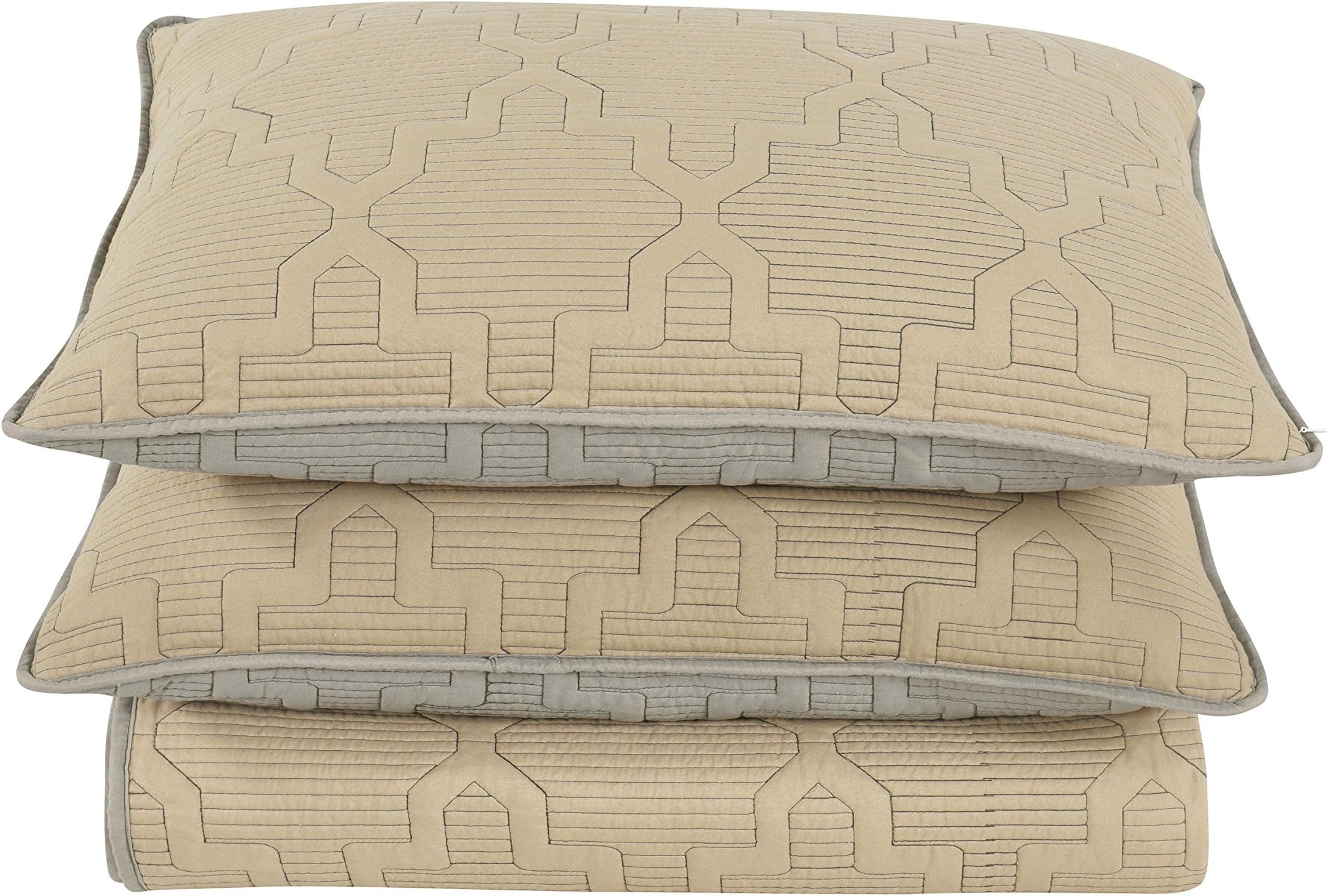 Brielle Casablanca, Reversible Quilt Set, King, Grey/Linen