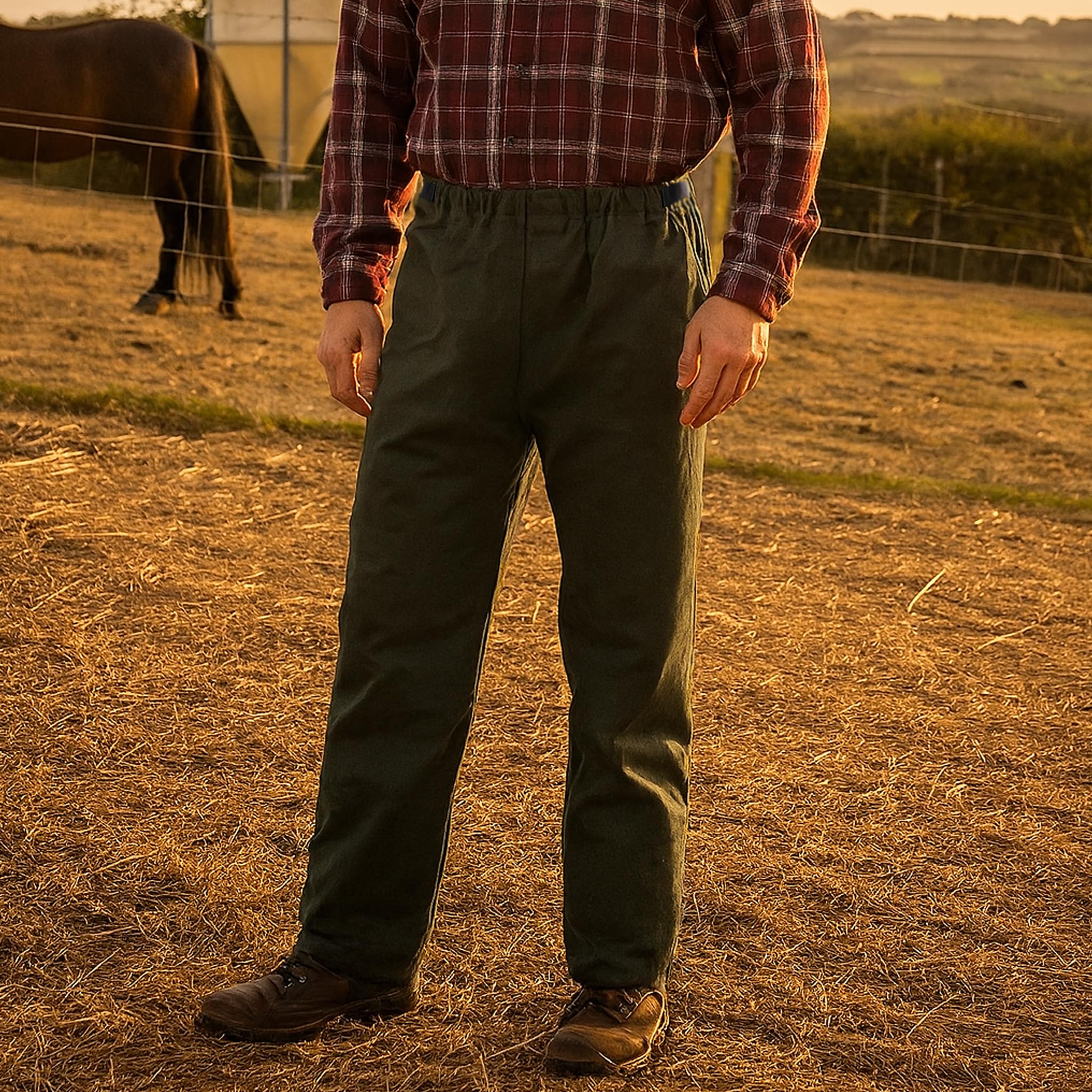 Pantalon de protection imperméable en toile cirée pour la pêche/chasse/marche - vert - Large