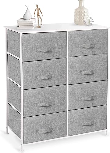 BINO Organizador de tela de 8 cajones, gris claro, unidad organizadora de armario, torre de aparador, cajón de ropa y muebles de tocador, cajón