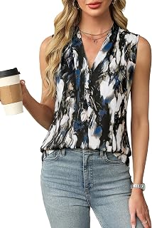 Blooming Jelly Women's Dressy Tank Tops Summer Sleeveless Work Blouses Silk Satin V Neck Shirts Business Casual Outfits