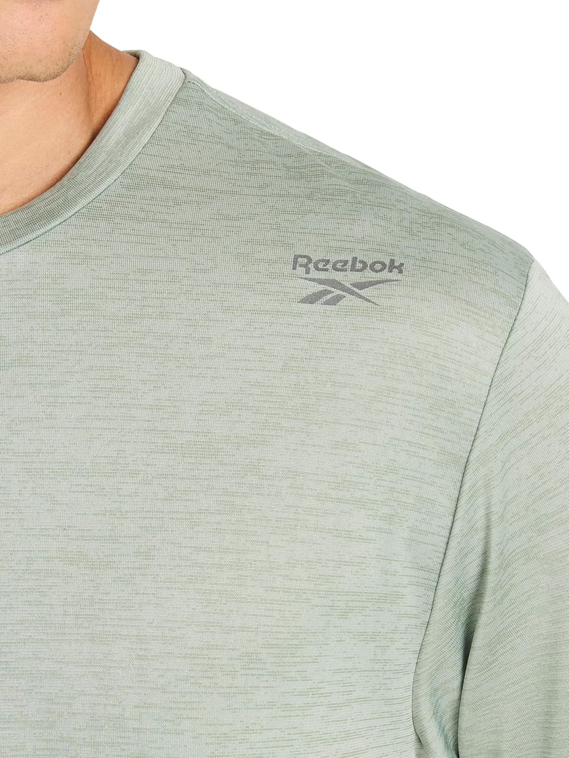 Reebok Mens Small Logo Short Sleeve Crewneck T-Shirt, Standard Fit, Breathable Lightweight Stretch Knit Fabric - Image 4