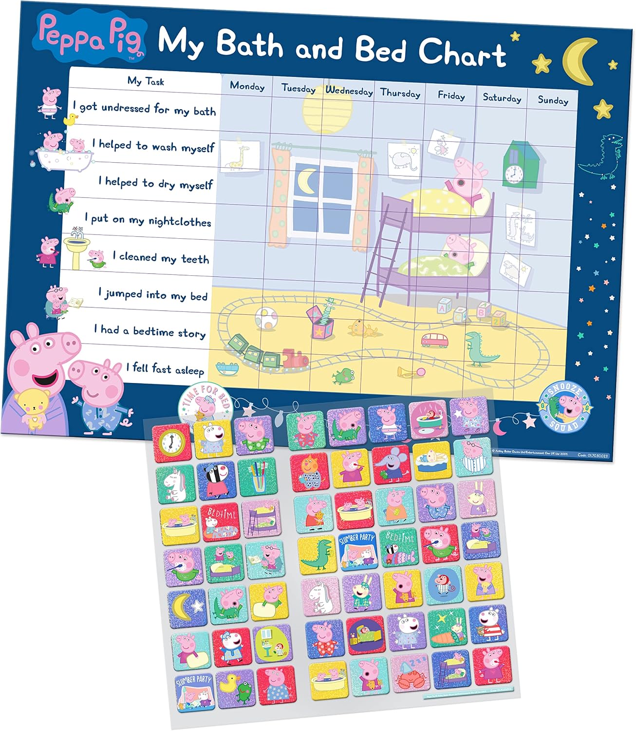 Paper Projects 01.70.30.023 Peppa Pig Bath and Bedtime Reward Chart and 56 Sparkly Stickers