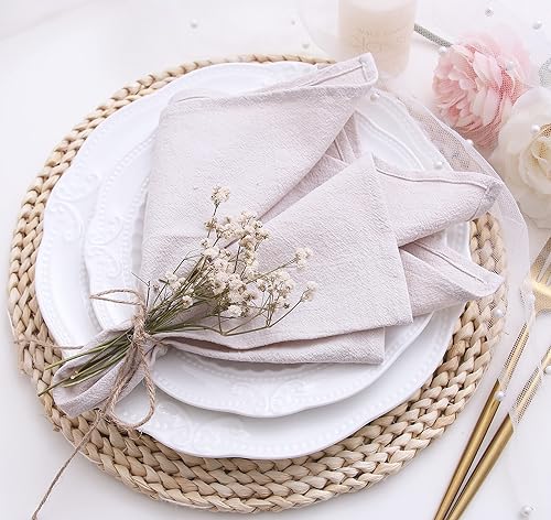 Miniatura 8 de Servilletas de tela a granel, servilletas de lino 100% algodón suave, servilletas lavables de otoño con bordes con dobladillo para decoración de