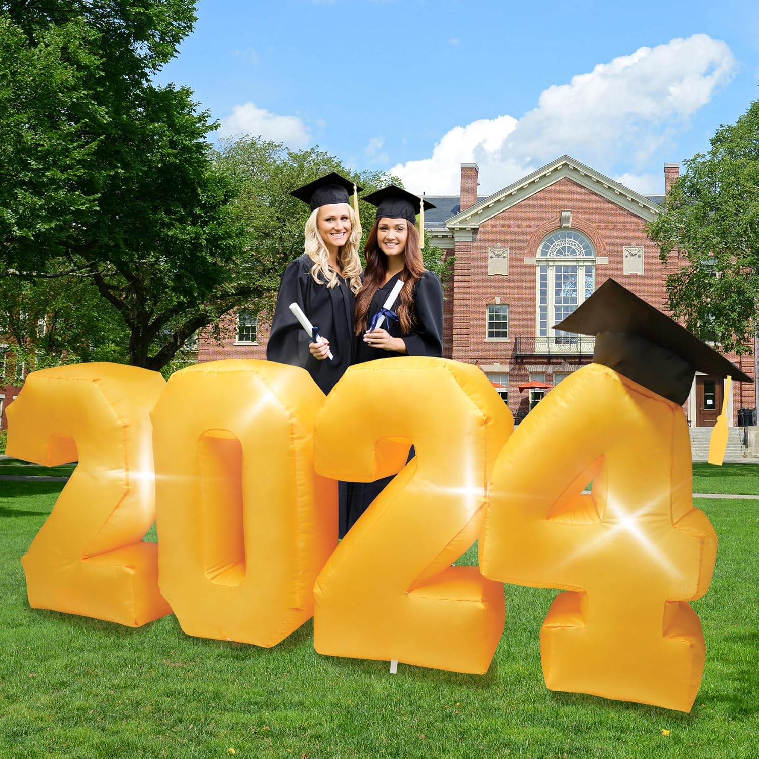 Amazon.com: 8 FT Graduation Outdoor Inflatables, Giant Gold 2024 with ...