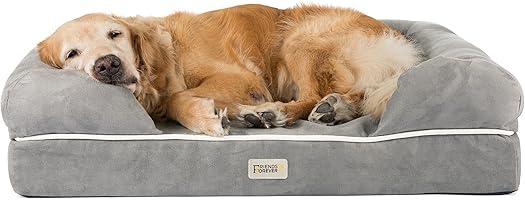 Friends Forever Orthopedic Dog Bed Lounge Sofa Removable Cover 100% Suede Mattress Memory-Foam with Bolster Rim Premium...
