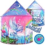 W&O Unicorn Sparkle Play Tent with Magical Unicorn Sounds - Captivating Pop Up Tent for Girls - Perfect for Indoor & Outdoor Play