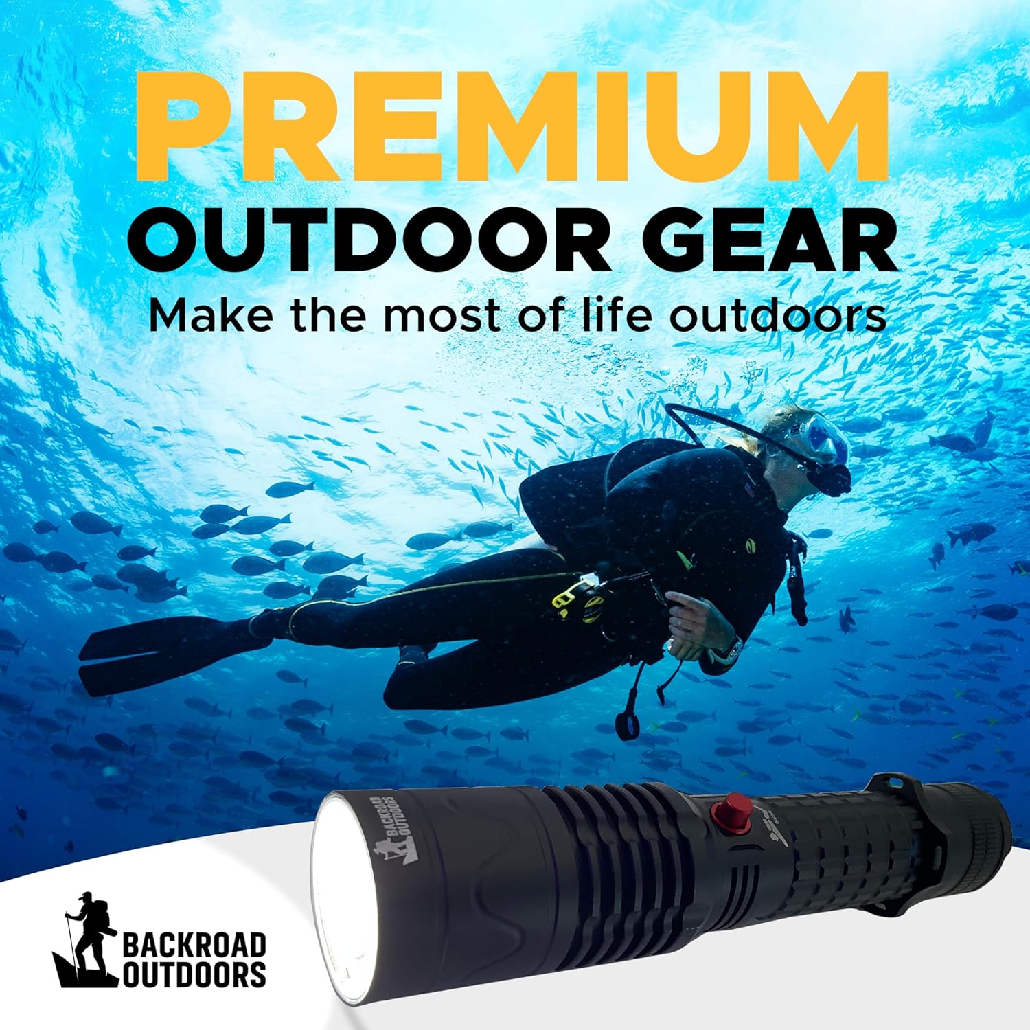 2000 Lumen Rechargeble Diving Flashlight 3 Modes