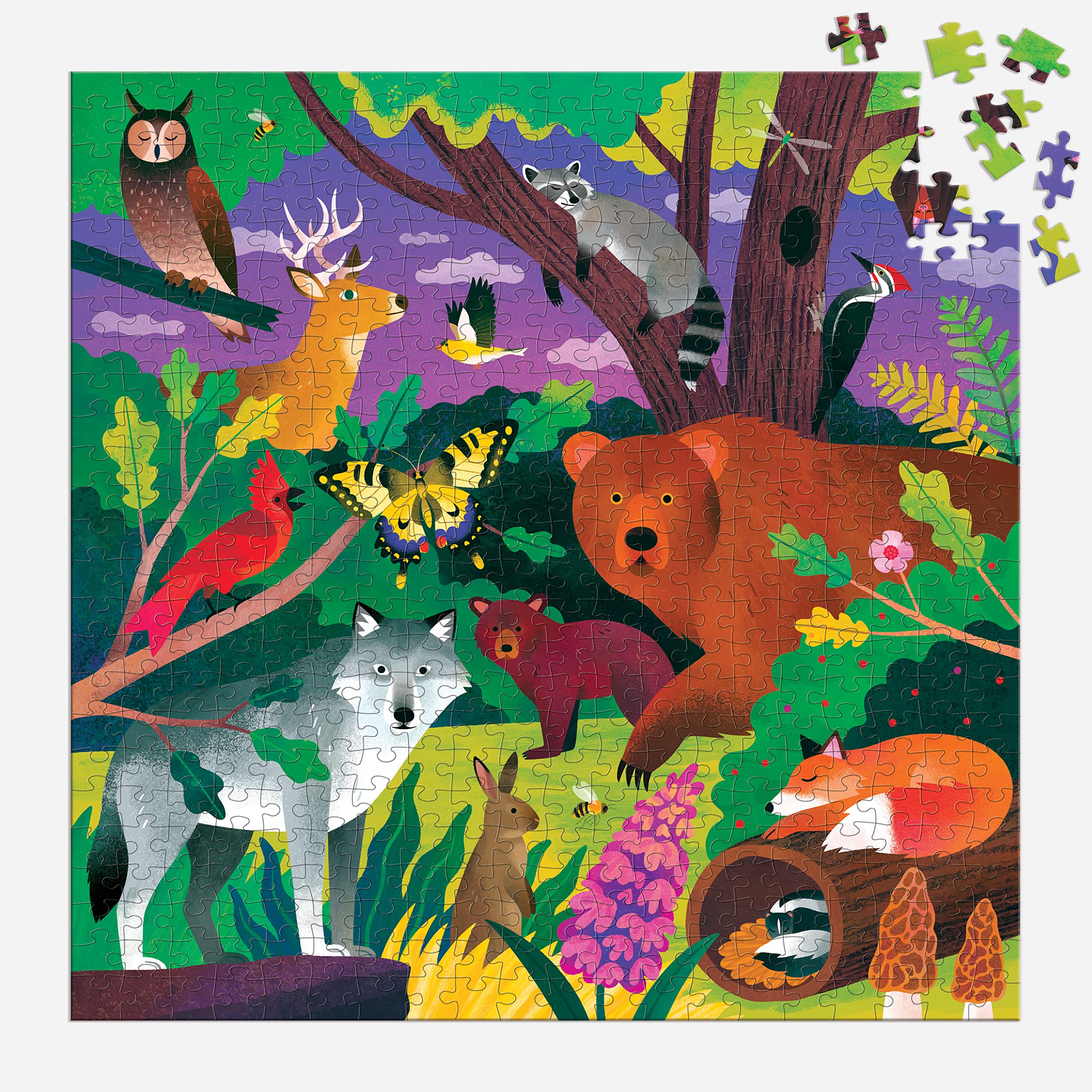 Mudpuppy Forest Illuminated 500 Piece Glow in The Dark Jigsaw Puzzle for Kids and Families, Family Puzzle with Glow in The Dark Forest Theme - Image 4