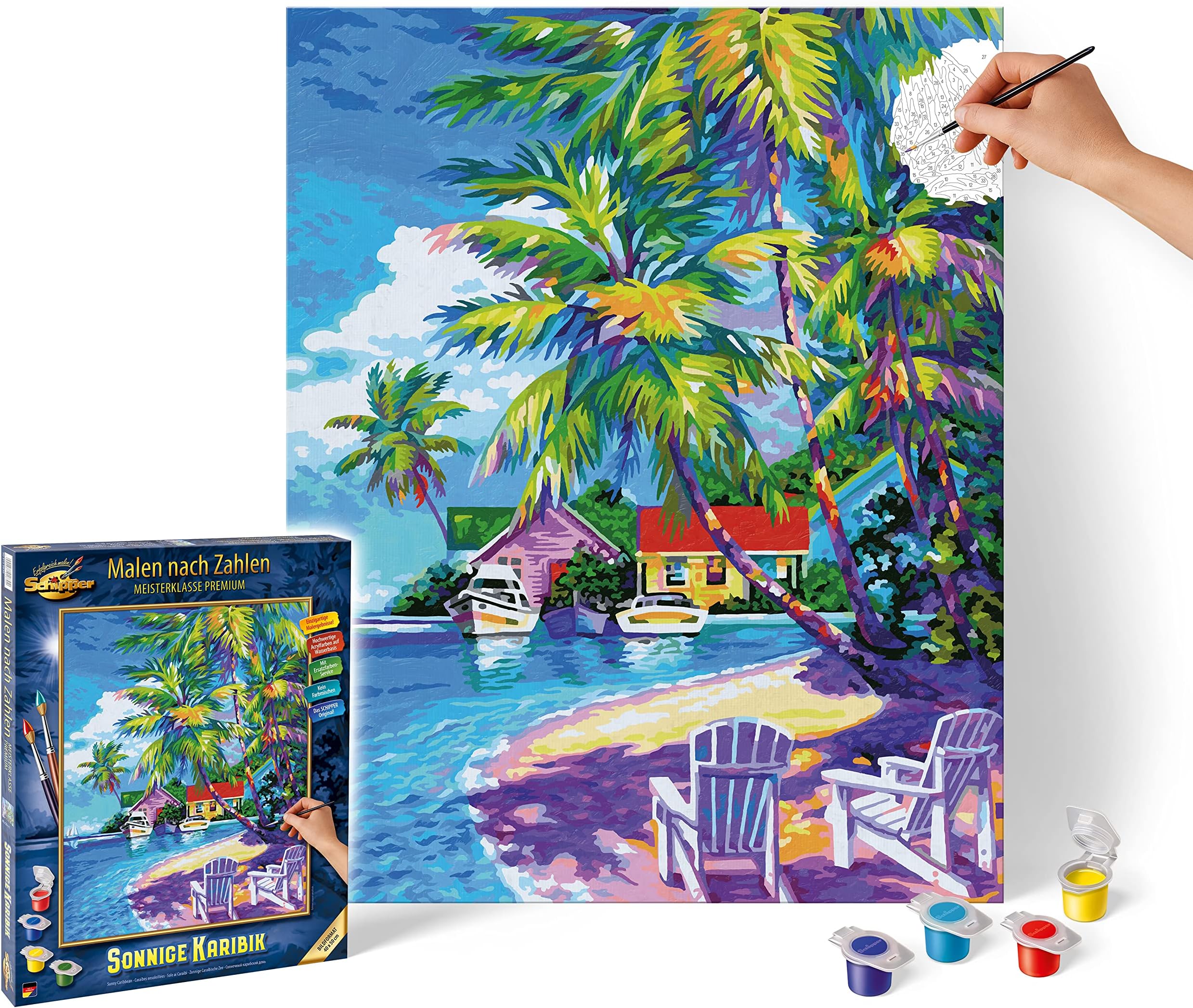 Schipper 609130830 Painting by Numbers - Sunny Caribbean - Painting Pictures for Adults Including Brush and Acrylic Paints 40 x 50 cm