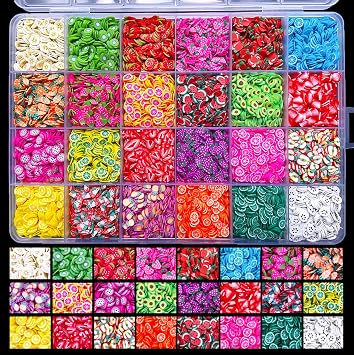 14800Pcs Fruit Nail Art Slices Polymer Fruit Slice 3D Polymer Slices Polymer Clay Slice Colorful Making Supplies for DIY Crafts Nail Art, and Cellphone Decorations24 Styles