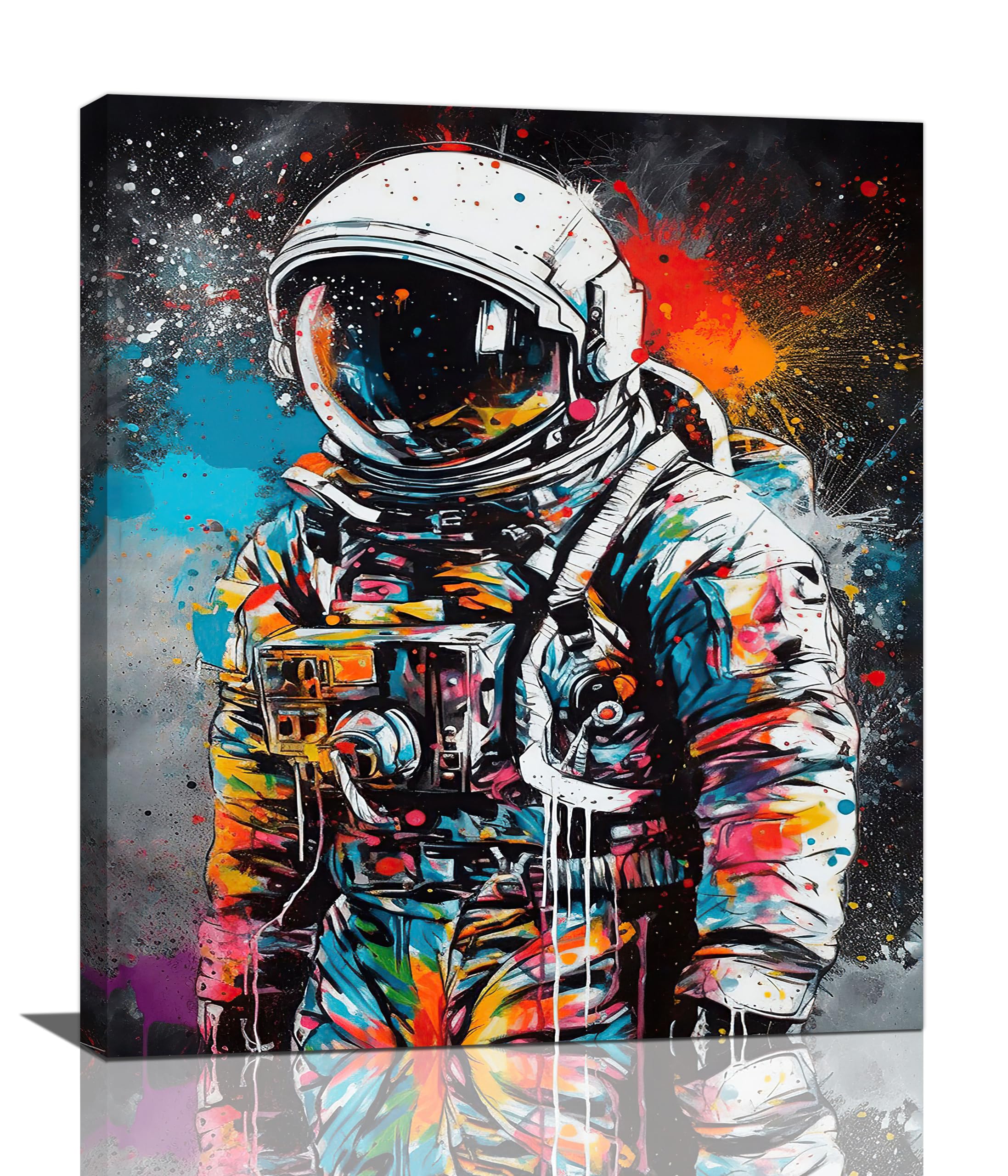 LMYSXAOZ Banksy Wall Art Graffiti Astronaut Pictures Decor Space Canvas Prints Framed Artwork Paintings Poster for Home Kitchen Bedroom Living Room Bathroom Kids Office Dinning 20"x24"
