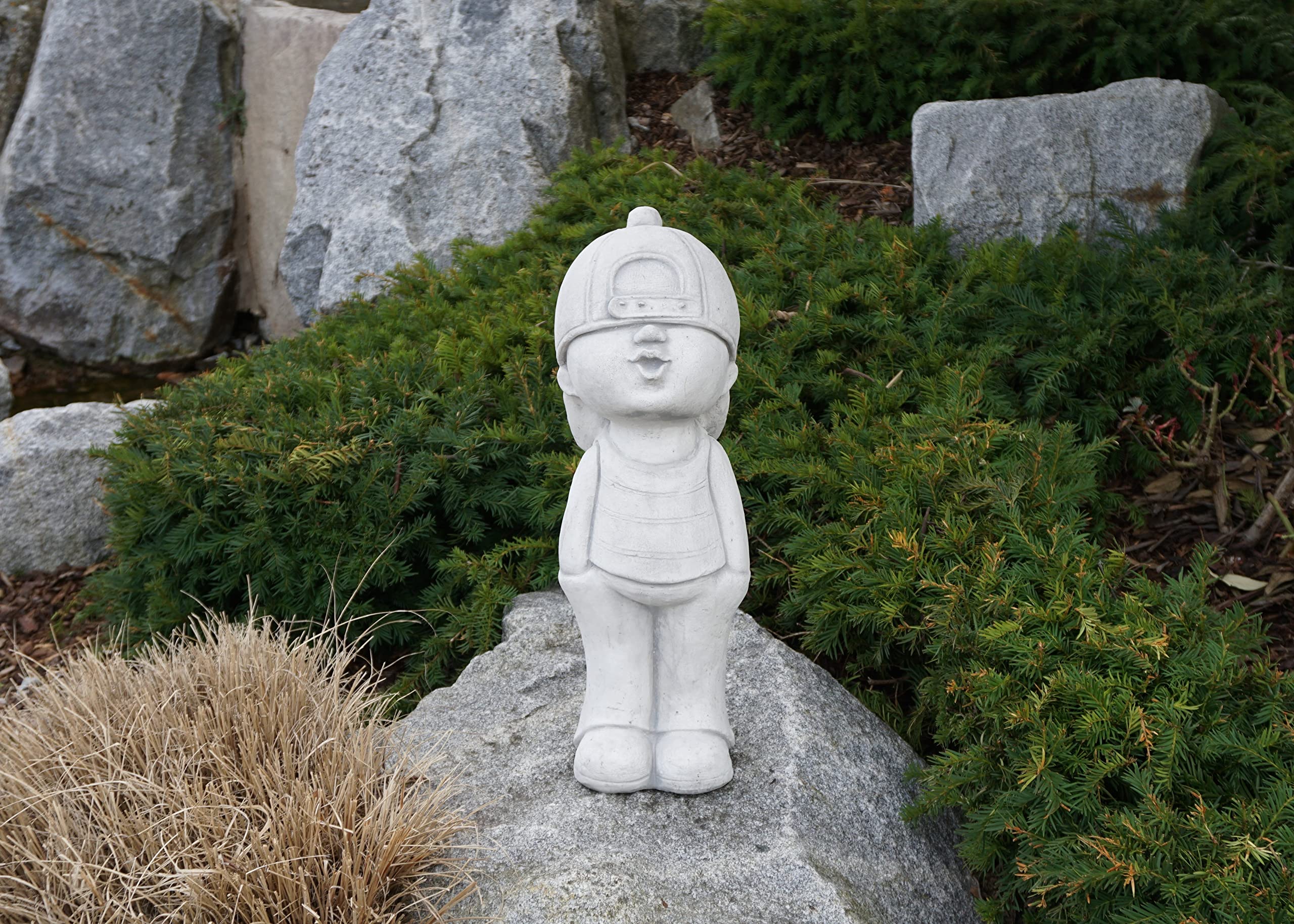 gartendekoparadies.de Jungen Figur, Steinfigur H. 52 cm, 16 kg, Grau, frostsicher aus Steinguss für Außenbereich