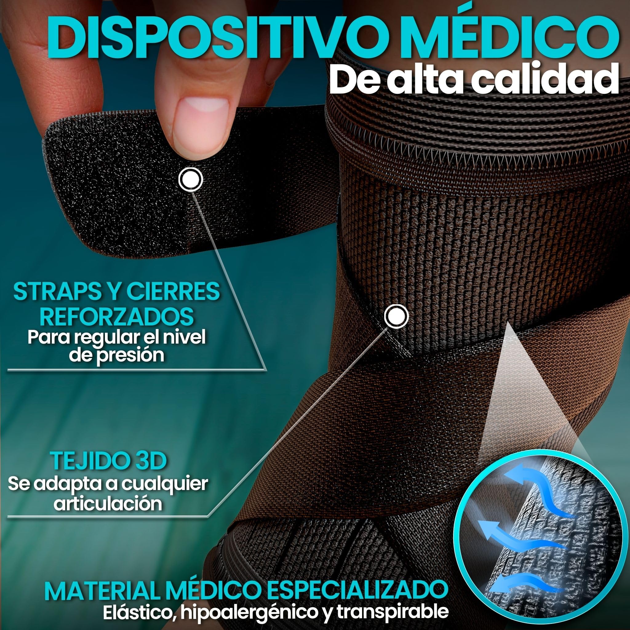 NativoDex Tobillera para Estabilizar y Prevenir Torceduras, Soporte y Compresión para Lesiones en el Tobillo, Deportiva con Ajuste Personalizado, para Ambos Pies
