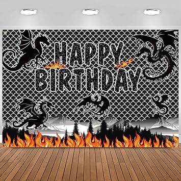 Dragon Backdrop Banner, Birthday Party Decorations, for Dragon Theme Party Supplies 70 x 47 Inches
