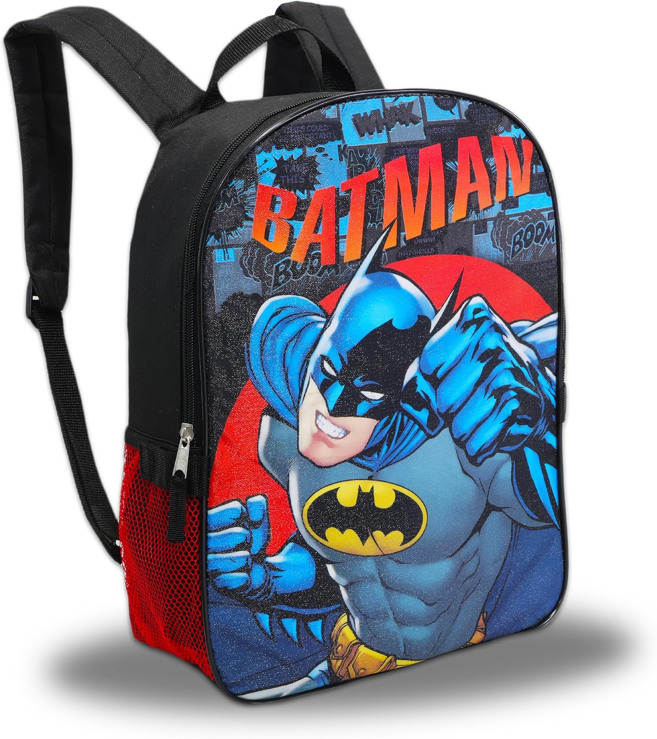 Batman Backpack and Lunch Box Bundle Set ~ Deluxe 16" Batman Backpack for Boys Kids with Insulated Lunch Bag and Stickers (Batman School Supplies) - Image 2