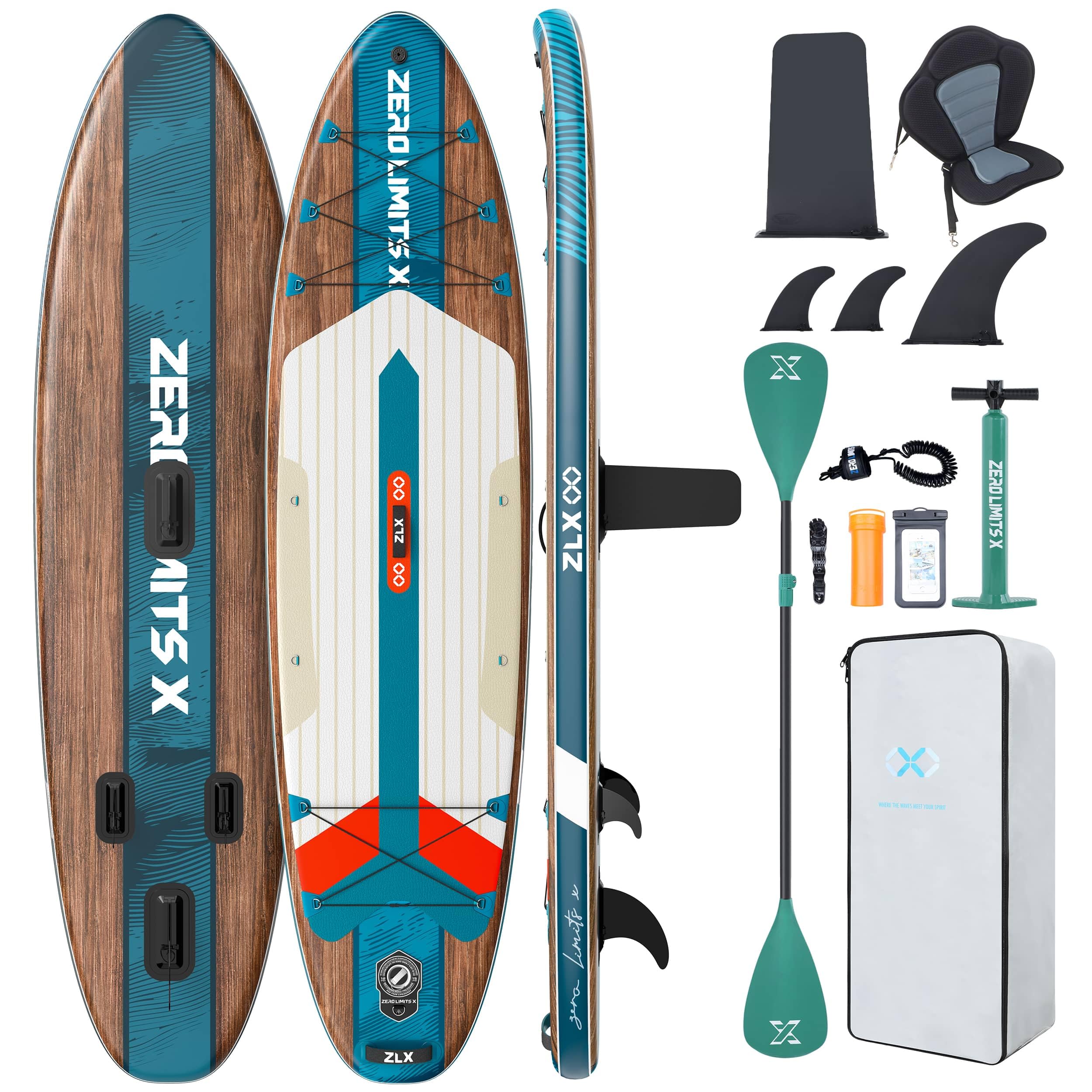 ZLX Tavola da SUP Gonfiabile con sedile per tutti i livelli di abilità, 320cm sup tavola gonfiabile con pinna di equilibrio brevettata, con Grande Stabilità