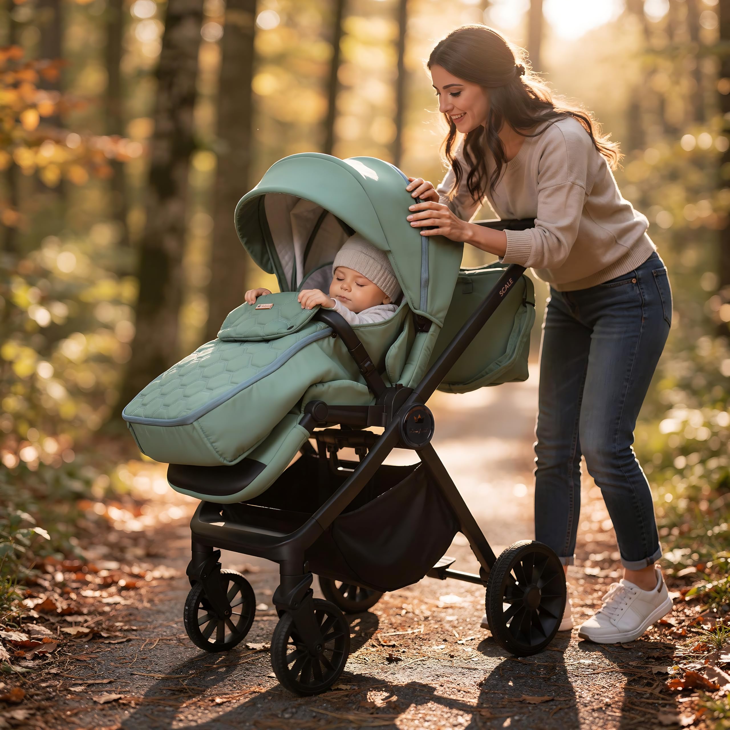 Babylux Passeggino Leggero da Viaggio SCALE, Funzione Reclinabile, Brownie | Passeggino Pieghevole, Manubrio Telescopico, Ripiegabile In Modo Compatto, Borsa Per Pannolini E Viaggio E Altri Accessori