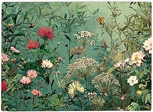 GrEn Botanical Floral Forest Glass Chopping Board Large Kitchen Worktop Saver 39cm x 28cm