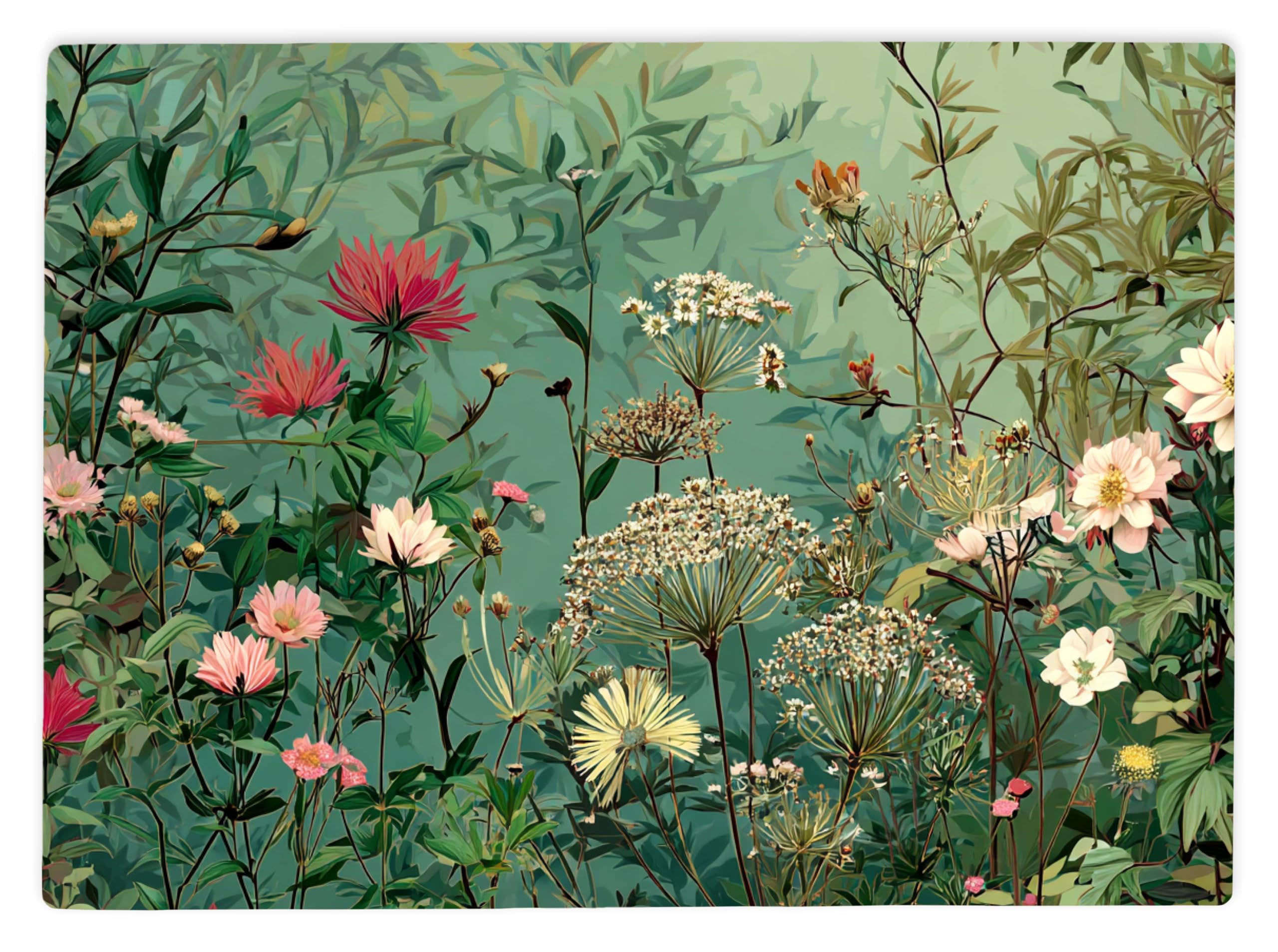 Shopagift GrEn Botanical Floral Forest Glass Chopping Board Large Kitchen Worktop Saver 39cm x 28cm