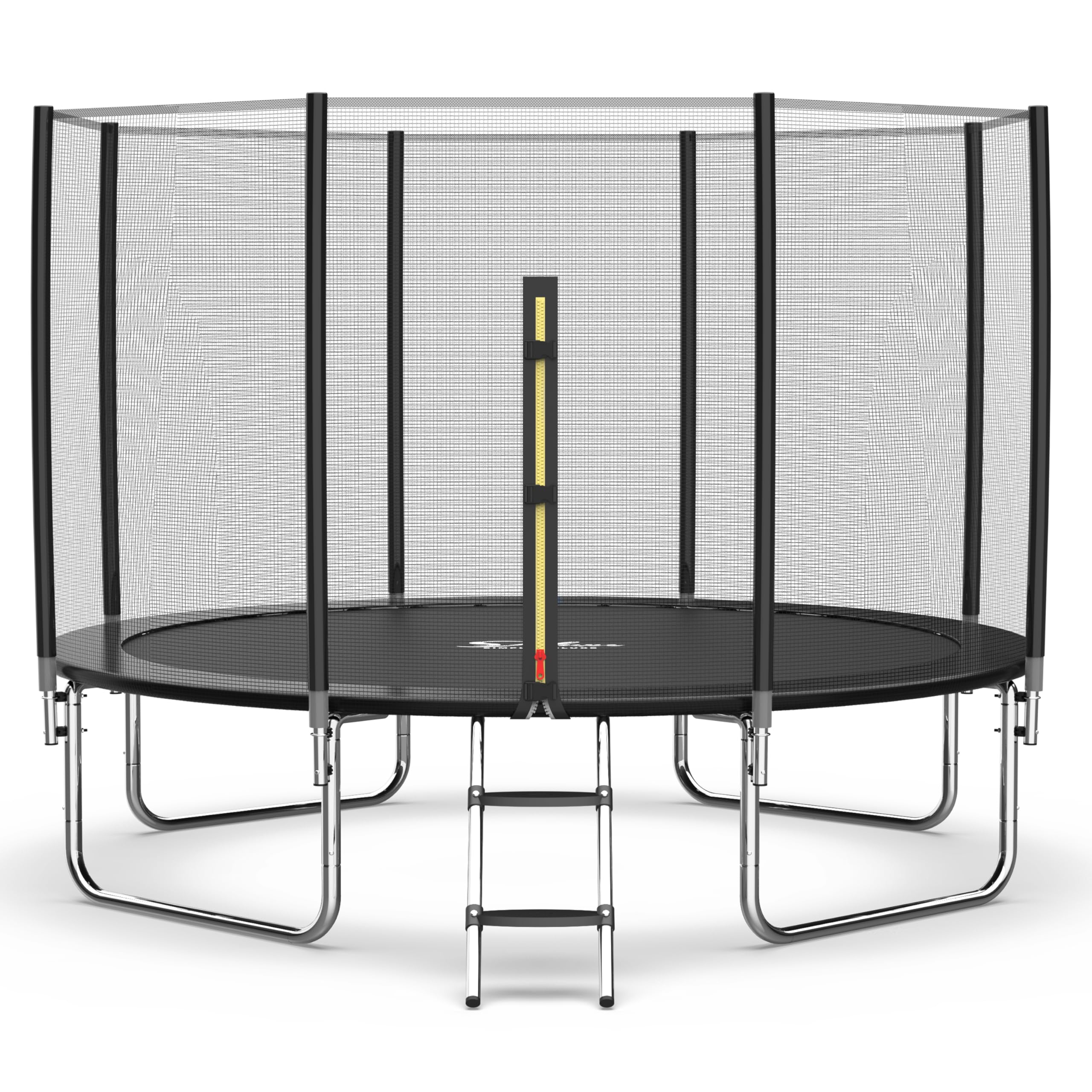YSSOA 12FT Trampoline for Kids and Adults - Recreational Trampolines with Safety Enclosure, Wind Stakes, 400LBS Weight Capacity, Black Outside Net