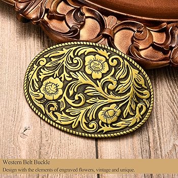 Antque Brushed Slver Western Flower Pattern Belt Buckle Boucle de
