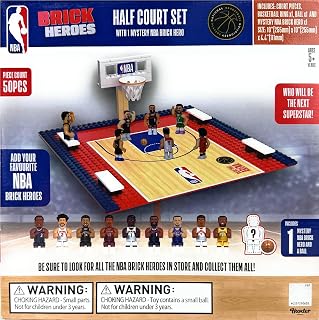 Hunter Products NBA Brick Heroes Half Court Set – Buildable NBA Court with Mystery Superstar Mini Figure | Official NBA Licensed Toy for Ages 5+