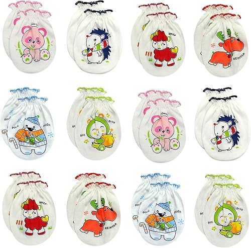 RATIVE No Scratch Mittens 100% Cotton For Newborn Baby 0-6 Months Boys Girls