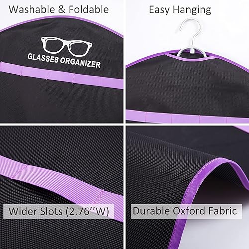 Miniatura 3 de TRIUMPH VISION Organizador de lentes de sol colgantes, soporte para gafas, 40 ranuras, estuche para gafas, organizador de pared, organizador de