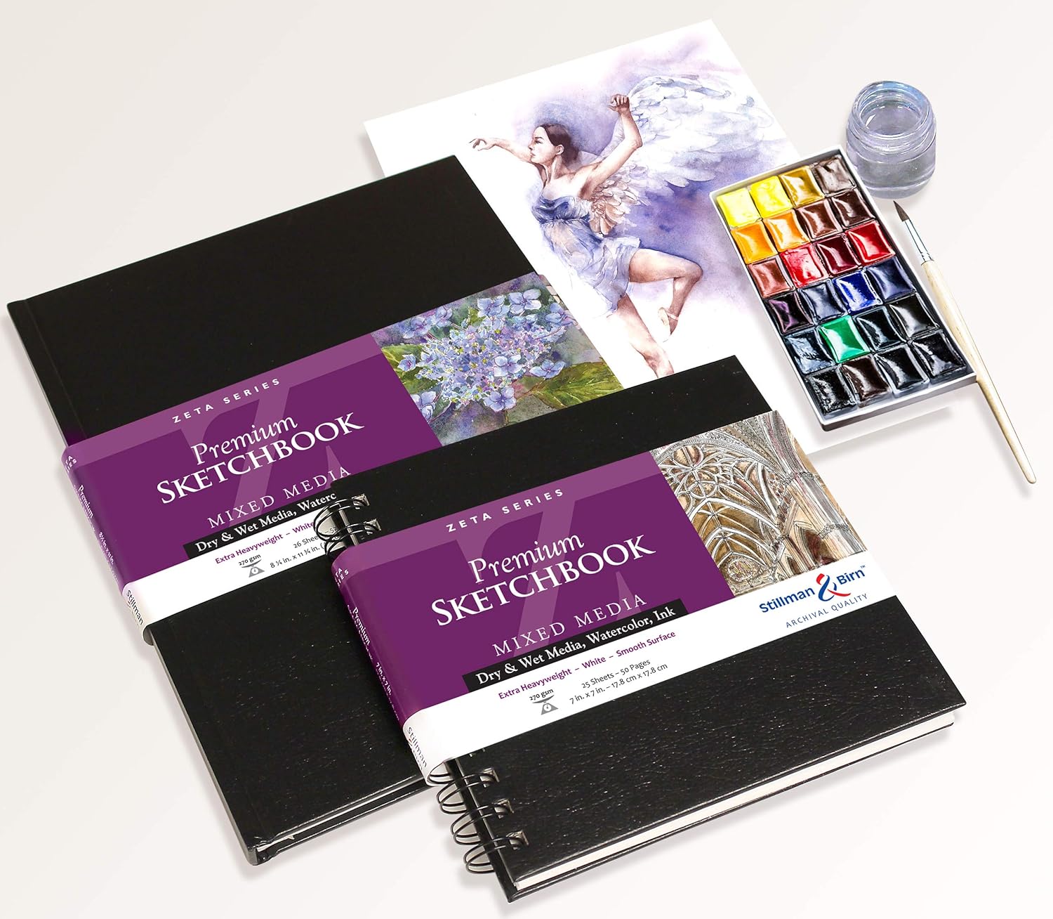 Stillman & Birn Zeta Series Wirebound Sketchbook, 7" x 10", 270 gsm (Extra Heavyweight), White Paper, Smooth Surface