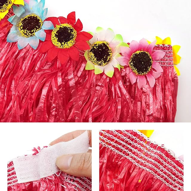 Foto 4 de 5 de Carnavalife Falda Hawaiana con Collar Pulseras y Diadema de Flores Fiesta Hawaiana Leis Tropica Vacaciones…
