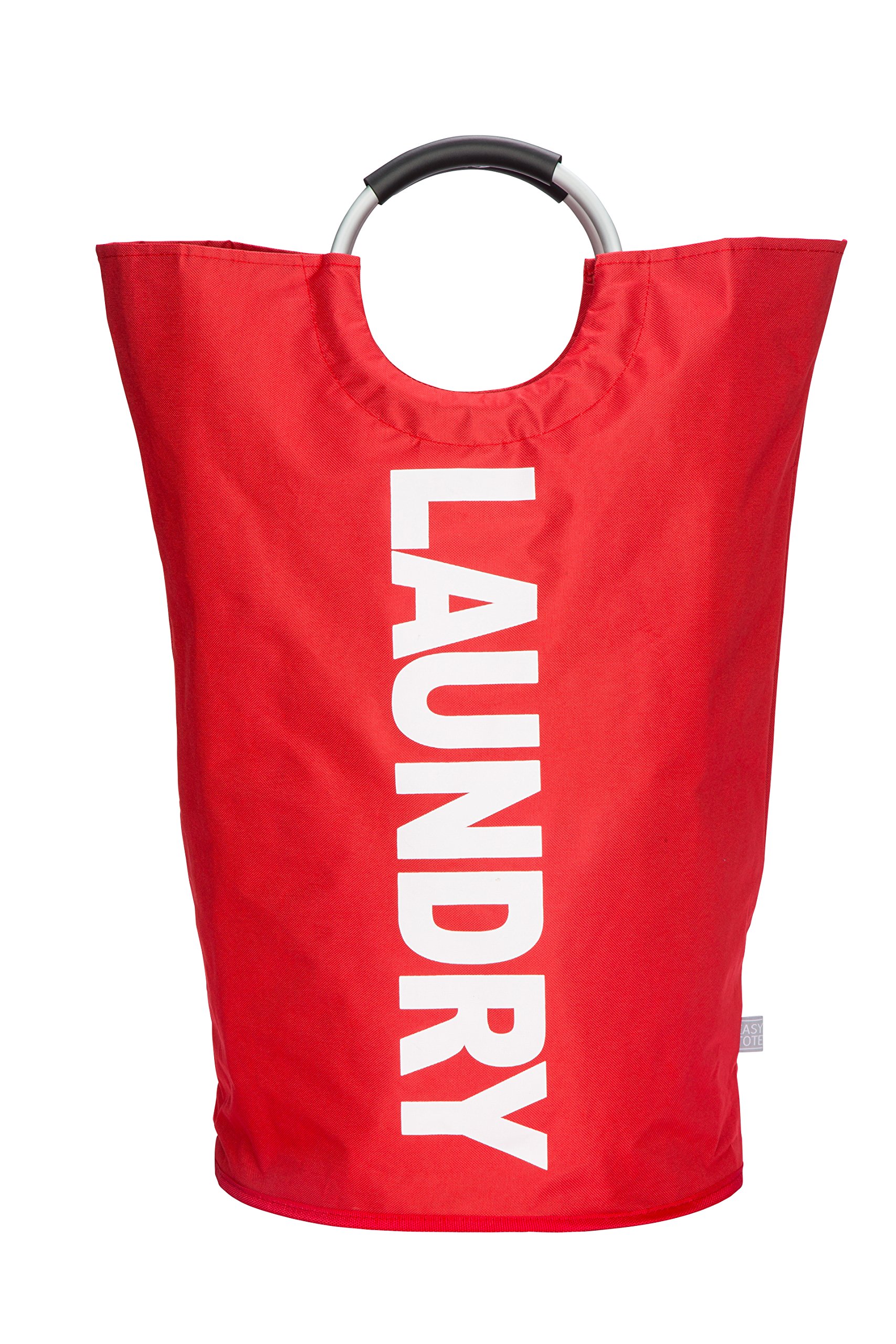 MiMM Large Capacity Lightweight Foldable Laundry Hamper with Aluminum carrying handles (Red)