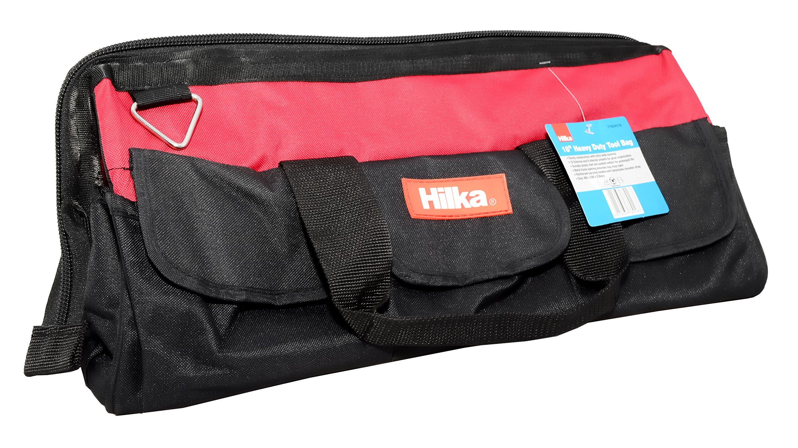 Hilka Black/Red Tools 77604018 Heavy Duty Tool Bag, 18-Inch